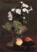 Henri Fantin-Latour Nature Morte aux Chrysanthemes et raisins oil